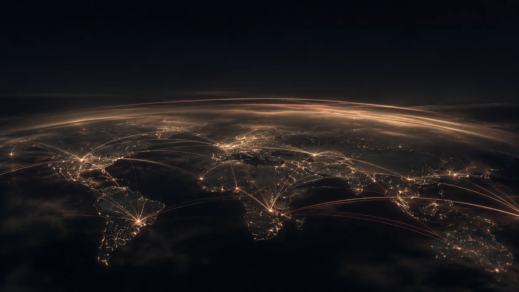 Earth from space showing global logistics network paths