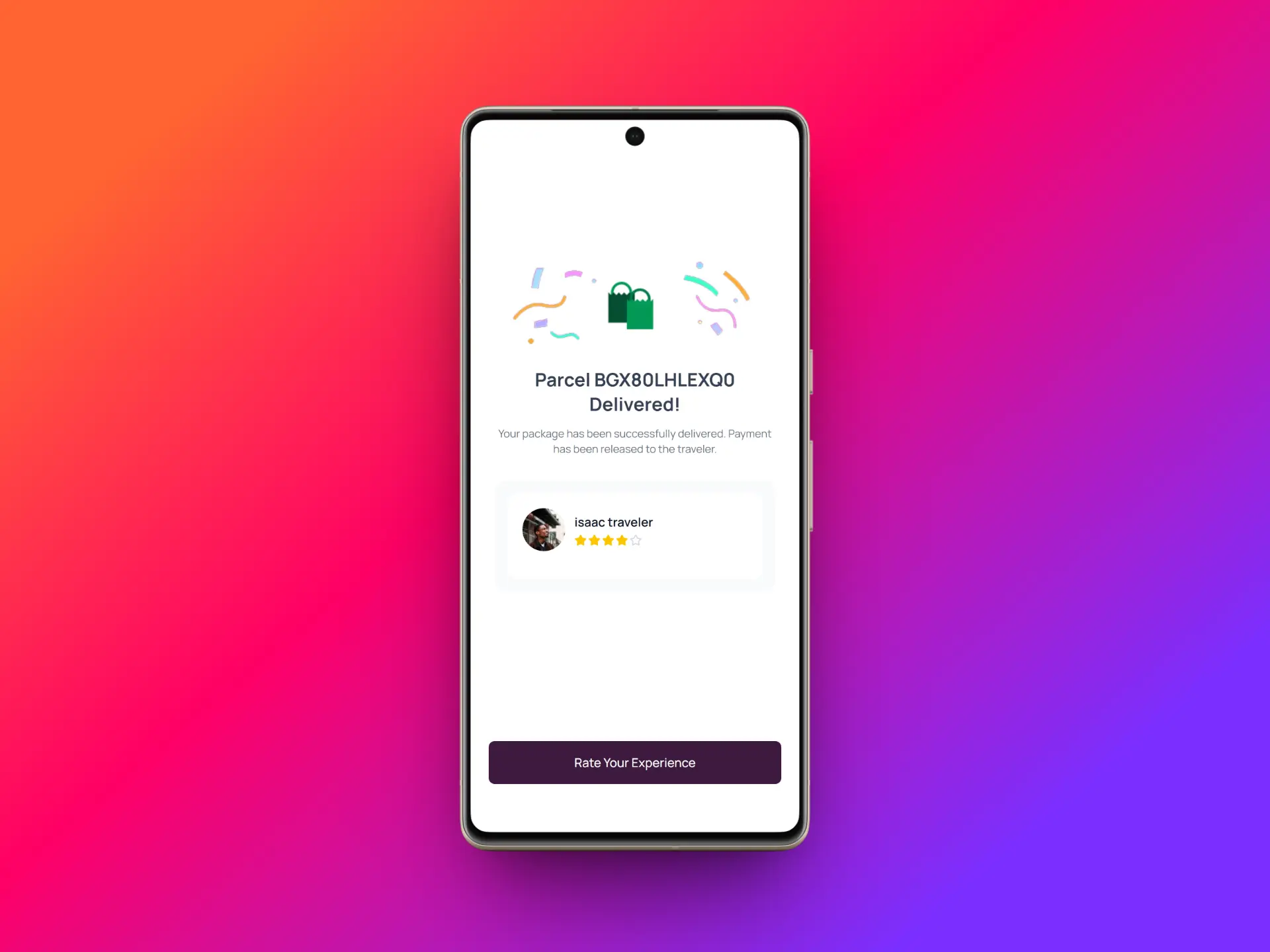 Delivery confirmation mockup