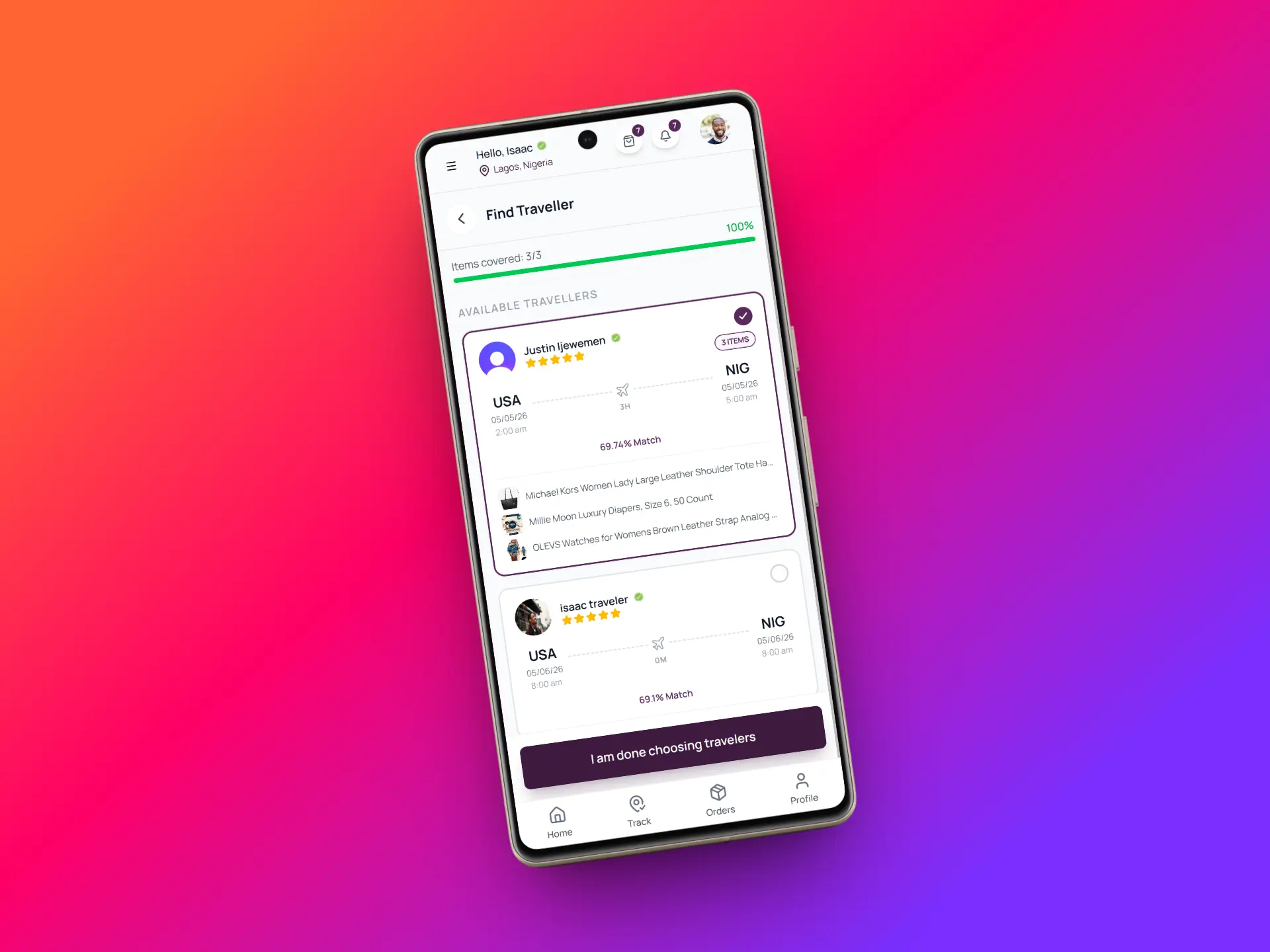 Select and approve traveler mockup